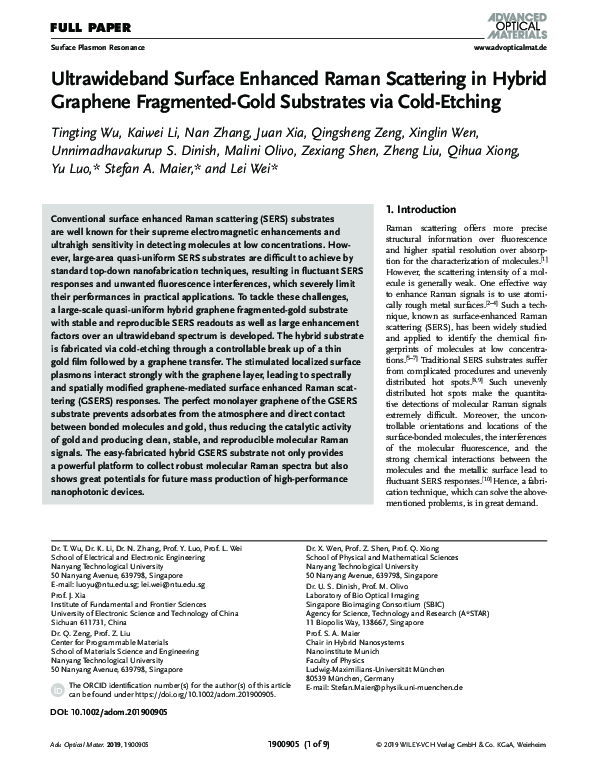 (PDF) Ultrawideband Surface Enhanced Raman Scattering in Hybrid ...