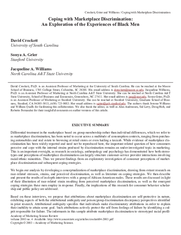 (PDF) Coping with Marketplace Discrimination