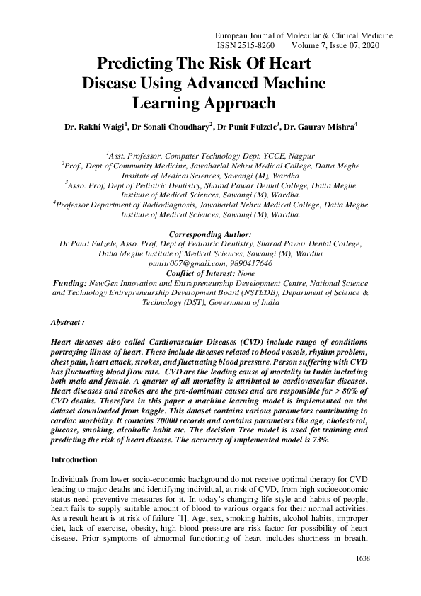 (PDF) Predicting The Risk Of Heart Disease Using Advanced Machine ...