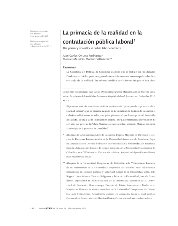 (PDF) La primacía de la realidad en la contratación pública laboral