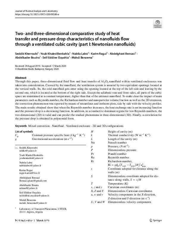 (PDF) Two- and three-dimensional comparative study of heat transfer and ...