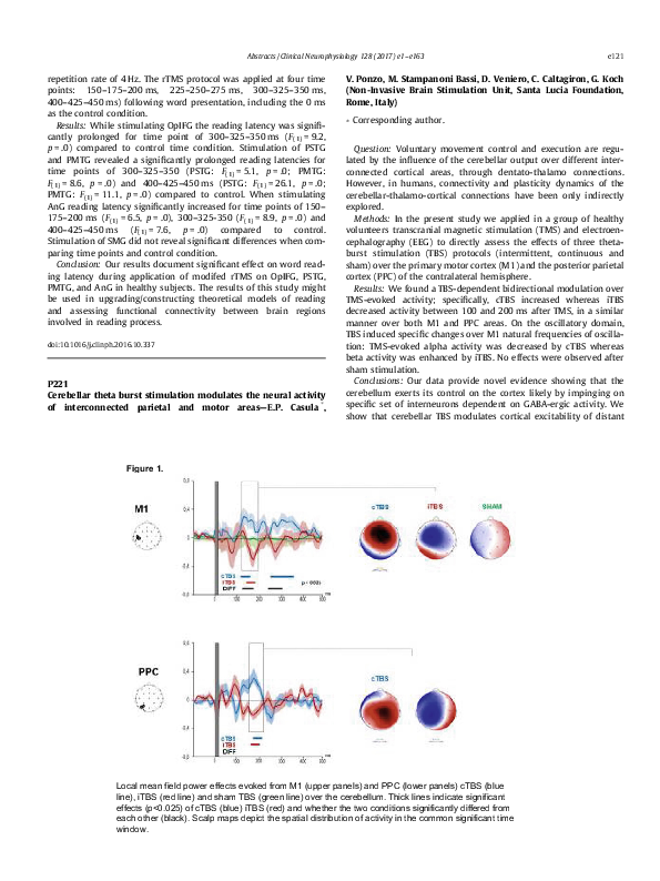 (PDF) P221 Cerebellar theta burst stimulation modulates the neural ...