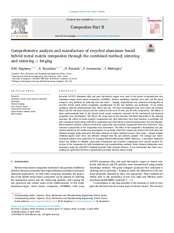 (PDF) Comprehensive analysis and manufacture of recycled aluminum based ...
