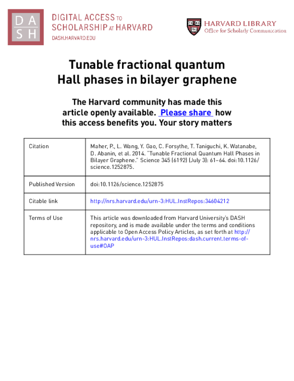 (PDF) Bilayer graphene. Tunable fractional quantum Hall phases in ...