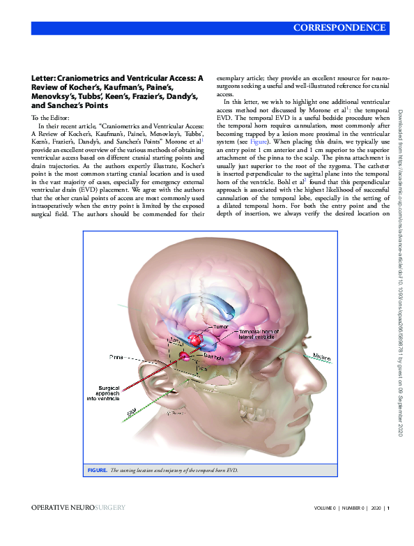 (PDF) Letter: Craniometrics and Ventricular Access: A Review of Kocher ...