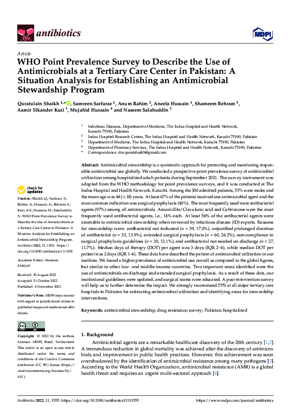 (PDF) WHO Point Prevalence Survey to Describe the Use of Antimicrobials ...