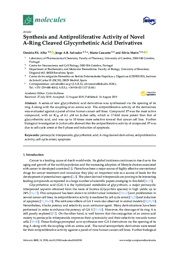 (PDF) Synthesis and Antiproliferative Activity of Novel A-Ring Cleaved ...
