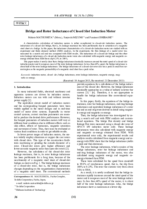 (PDF) Bridge and Rotor Inductance of Closed Slot Induction Motor