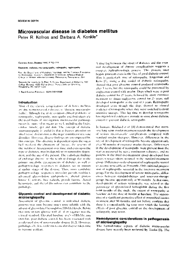 (PDF) Microvascular disease in diabetes mellitus