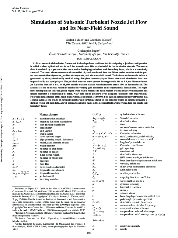 (PDF) Simulation of Subsonic Turbulent Nozzle Jet Flow and Its Near ...