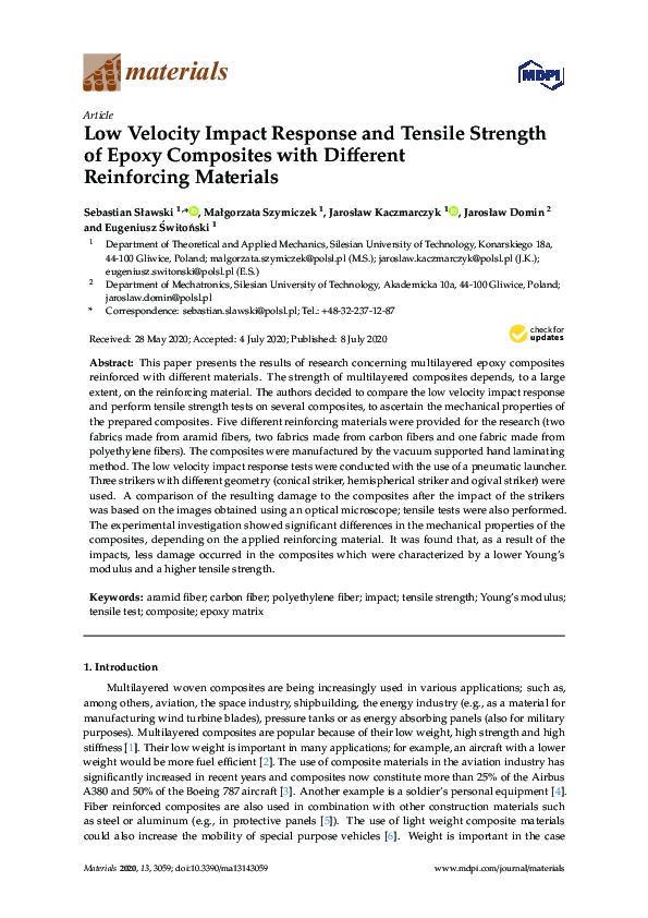 (PDF) Low Velocity Impact Response and Tensile Strength of Epoxy ...