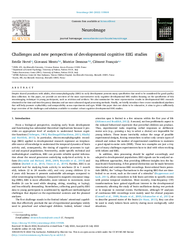 (PDF) Challenges and new perspectives of developmental cognitive EEG ...