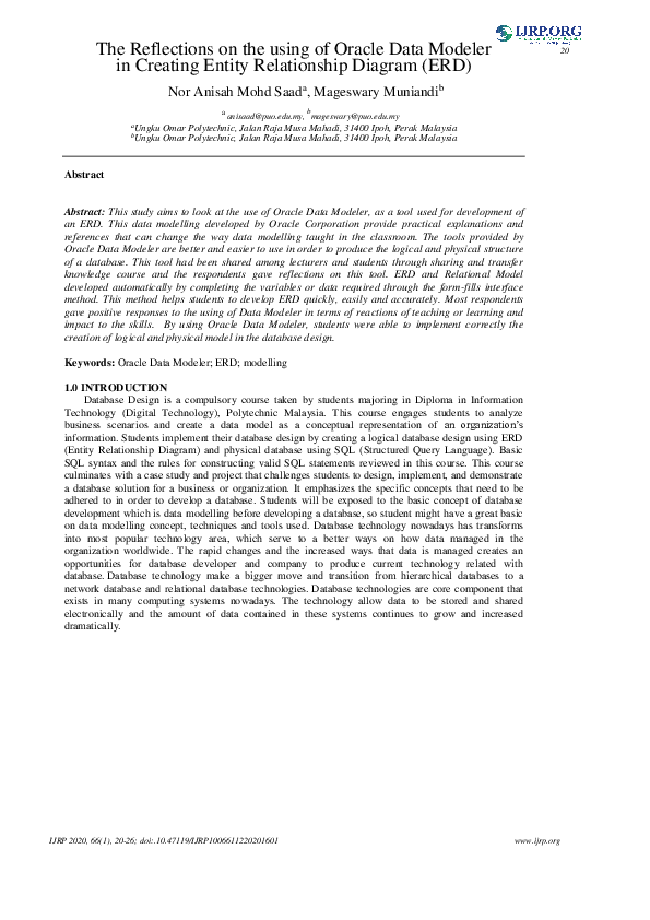 (PDF) The Reflections on the using of Oracle Data Modeler in Creating ...