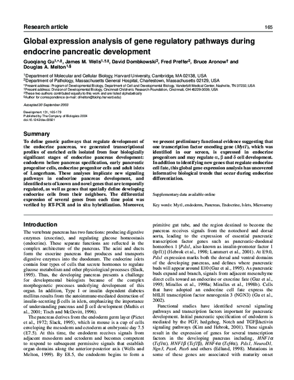 (PDF) Global expression analysis of gene regulatory pathways during ...