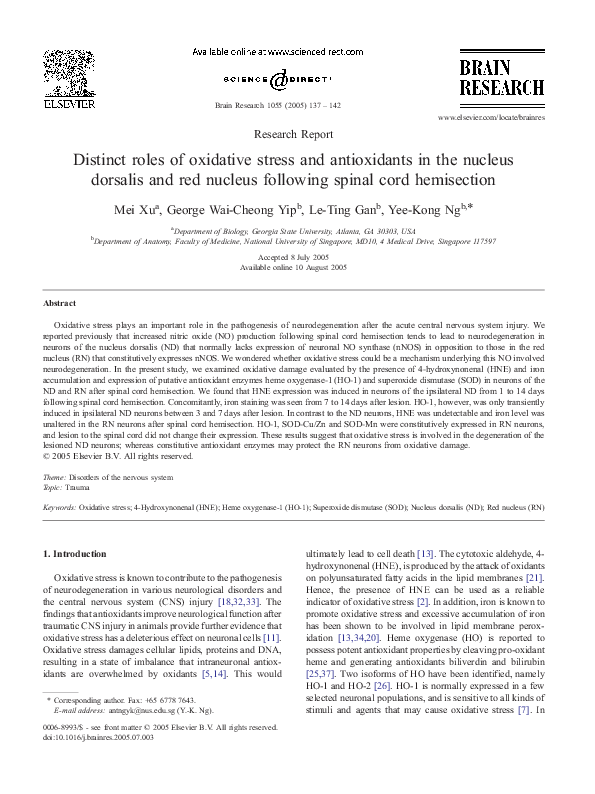 (PDF) Distinct roles of oxidative stress and antioxidants in the ...