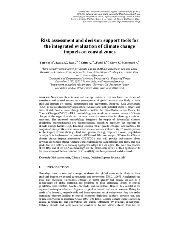(PDF) Risk assessment and decision support tools for the integrated ...
