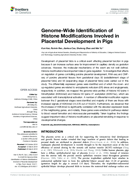 (PDF) Genome-Wide Identification of Histone Modification (HM) Gene ...