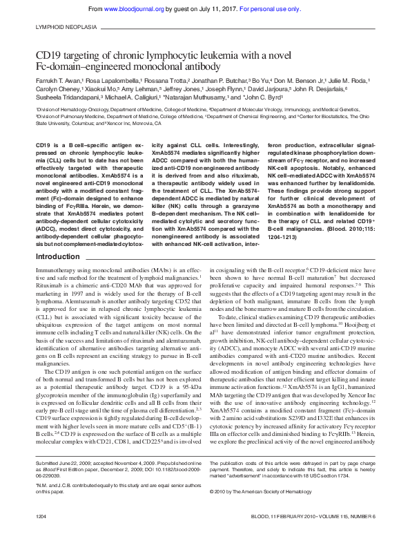 (PDF) CD19 targeting of chronic lymphocytic leukemia with a novel Fc ...