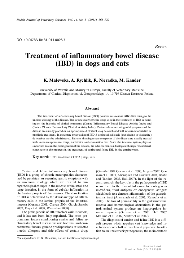 Curated visual reference: Canine Inflammatory Bowel Disease Statistics Reference: Pdf Treatment Of Inflammatory Bowel Disease Ibd In Dogs And