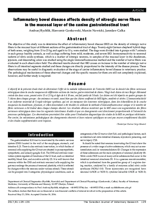 Picture of (PDF) Inflammatory bowel disease affects density of nitrergic nerve ...
