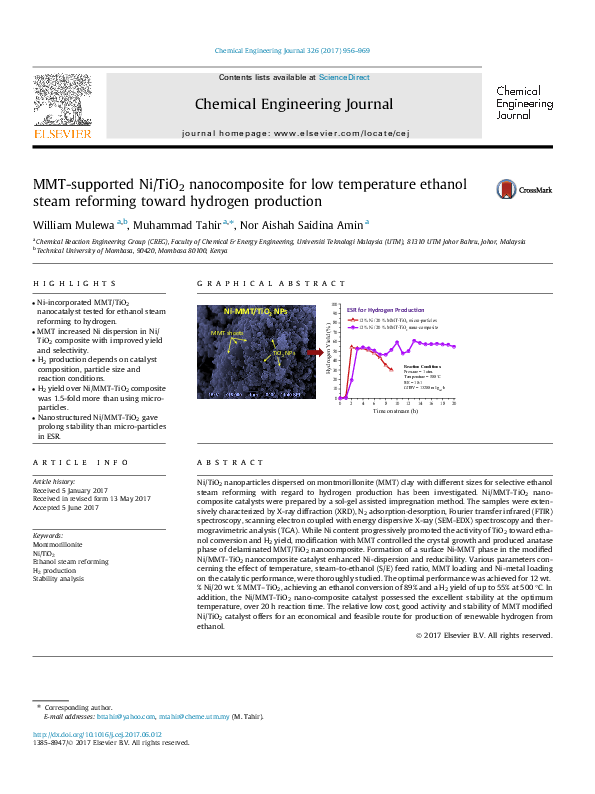 (PDF) MMT-supported Ni/TiO2 nanocomposite for low temperature ethanol ...