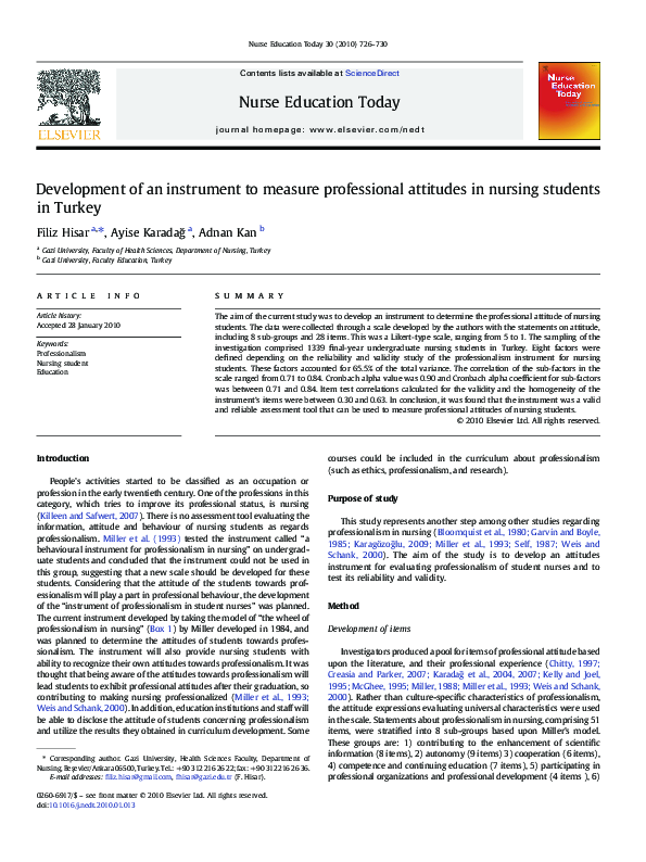 (PDF) Development of an instrument to measure professional attitudes in ...