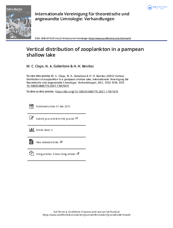 (PDF) Vertical distribution of zooplankton in a pampean shallow lake