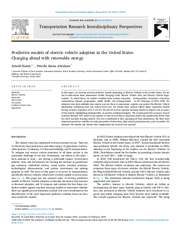 (PDF) Predictive models of electric vehicle adoption in the United ...