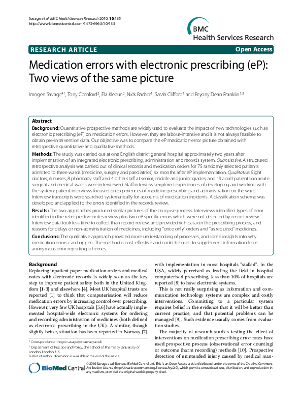 (PDF) Medication errors with electronic prescribing (eP): Two views of ...