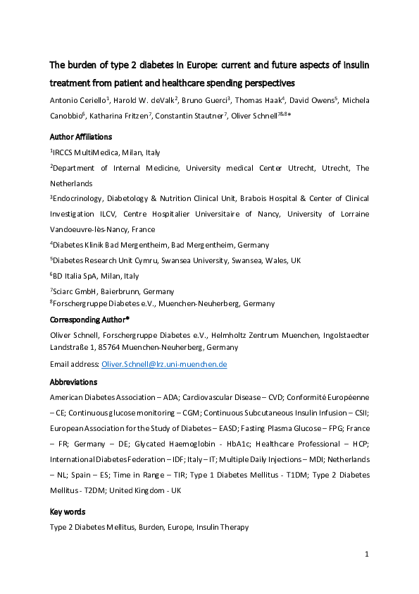 (PDF) The burden of type 2 diabetes in Europe: Current and future ...