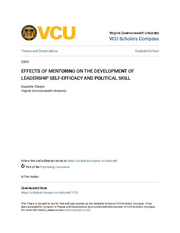(PDF) Effects of Mentoring on the Development of Leadership Self ...