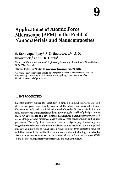 (PDF) Applications of Atomic Force Microscope (AFM) in the Field of ...