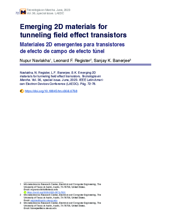 (PDF) Emerging 2D materials for tunneling field effect transistors
