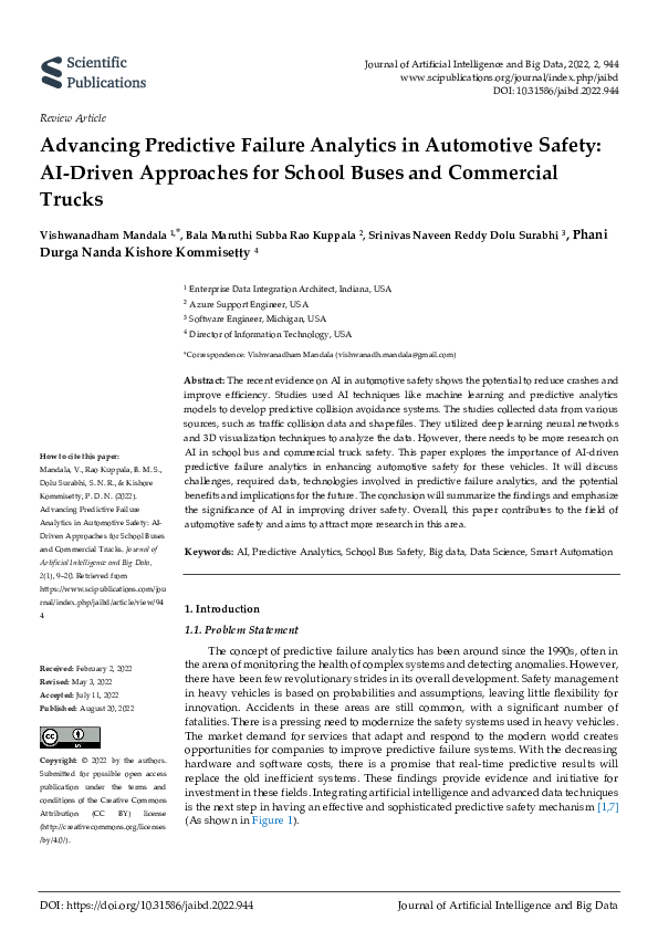 (PDF) Advancing Predictive Failure Analytics in Automotive Safety: AI ...