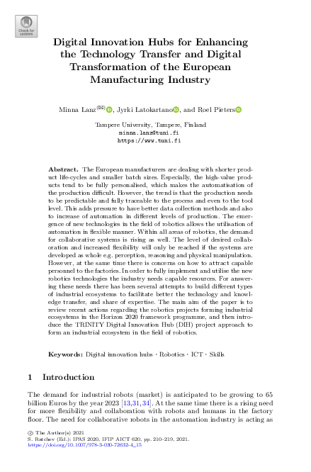 (PDF) Digital Innovation Hubs for Enhancing the Technology Transfer and ...