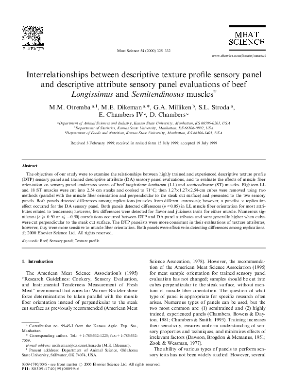 (PDF) Interrelationships between descriptive texture profile sensory ...
