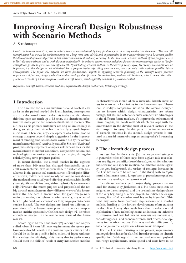 (PDF) Improving Aircraft Design Robustness with Scenario Methods