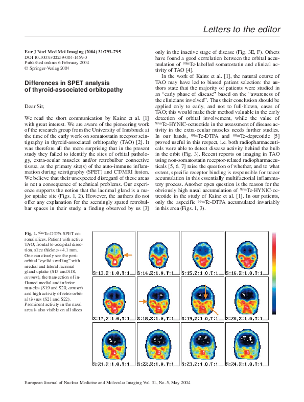 (PDF) Differences in SPET analysis of thyroid-associated orbitopathy