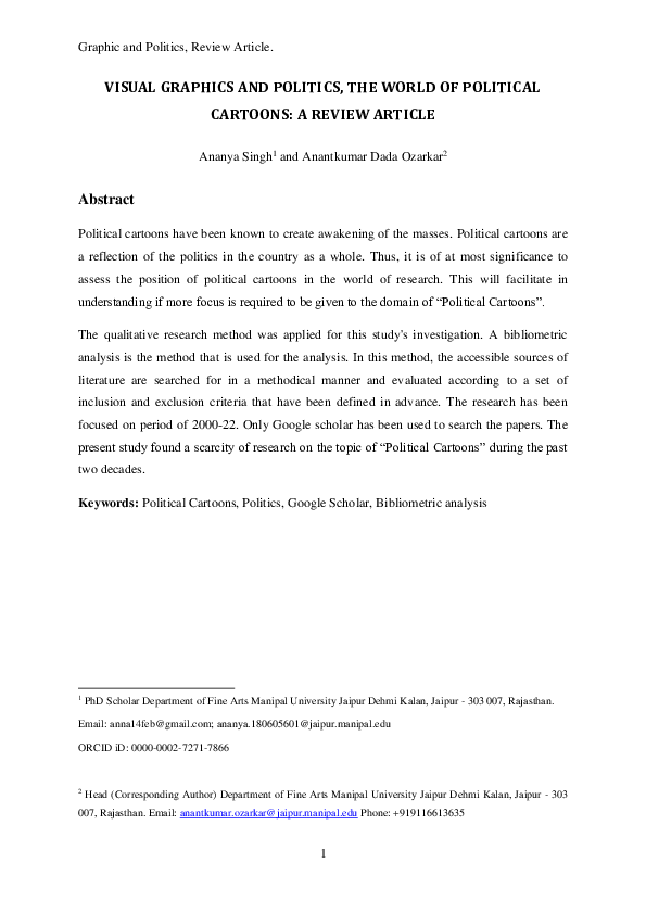 (PDF) Visual Graphics and Politics, the world of political cartoons: A ...