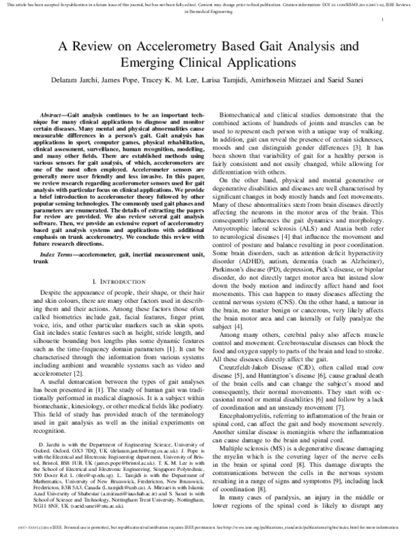 (PDF) A Review on Accelerometry-Based Gait Analysis and Emerging ...