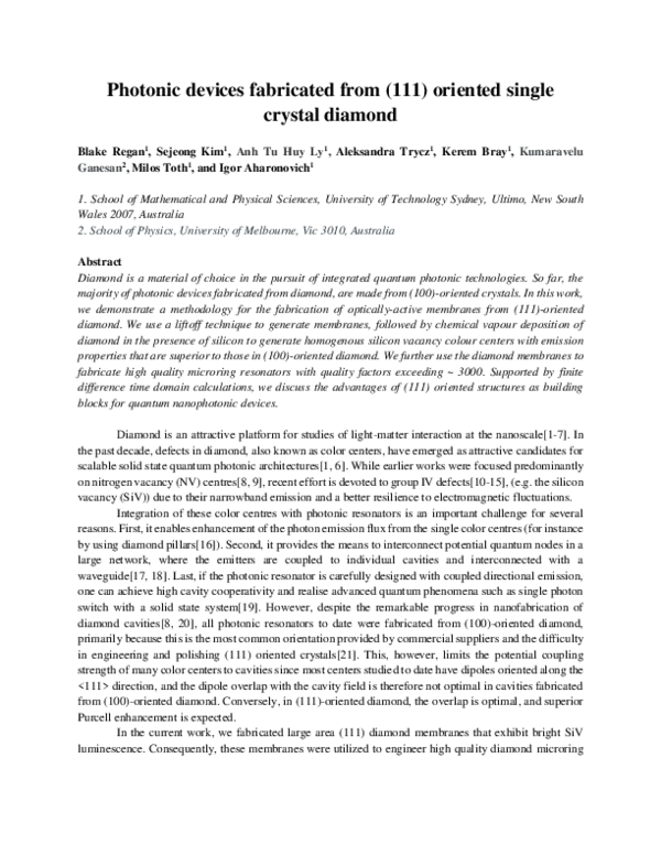 (PDF) Photonic devices fabricated from (111)‐oriented single crystal ...