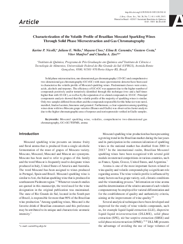 (PDF) Characterization of the Volatile Profile of Brazilian Moscatel ...