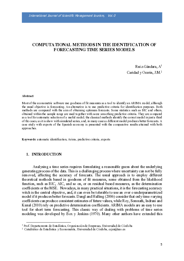 (PDF) Computational methods in the identification of forecasting time ...