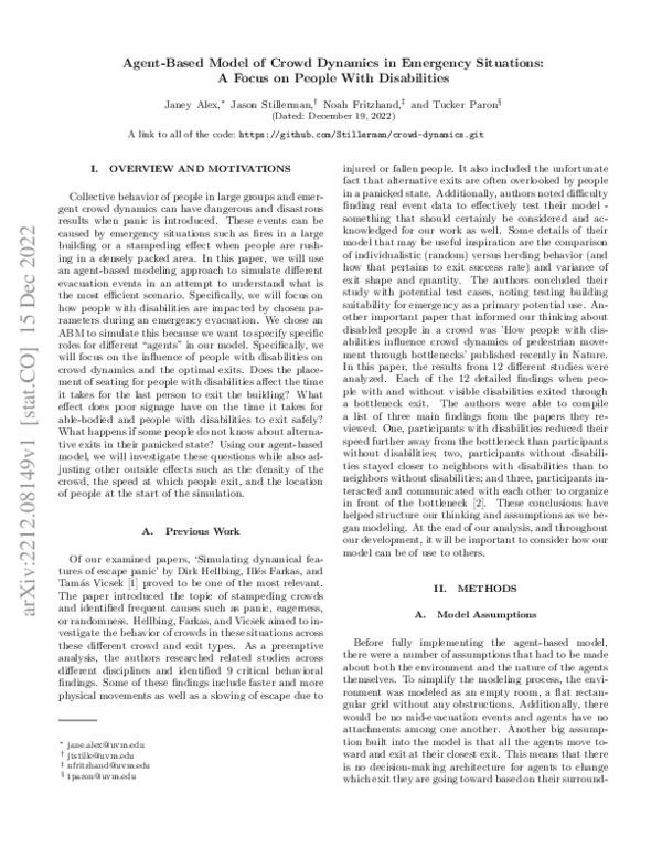 (PDF) Agent-Based Model of Crowd Dynamics in Emergency Situations: A ...