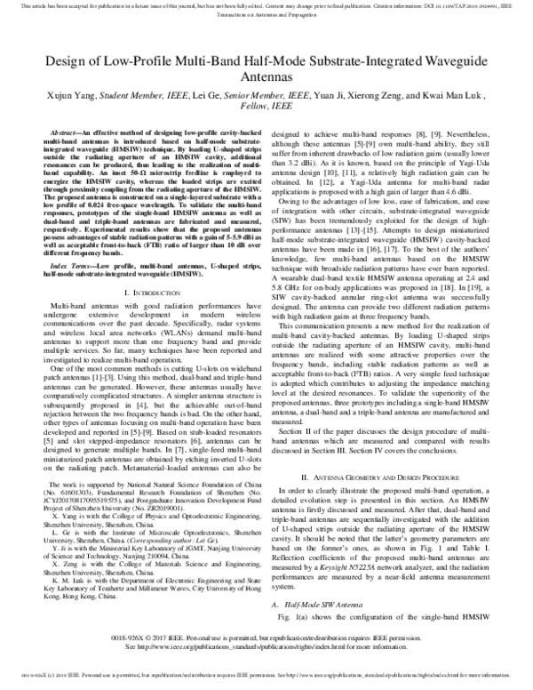 (PDF) Design of Low-Profile Multi-Band Half-Mode Substrate-Integrated ...