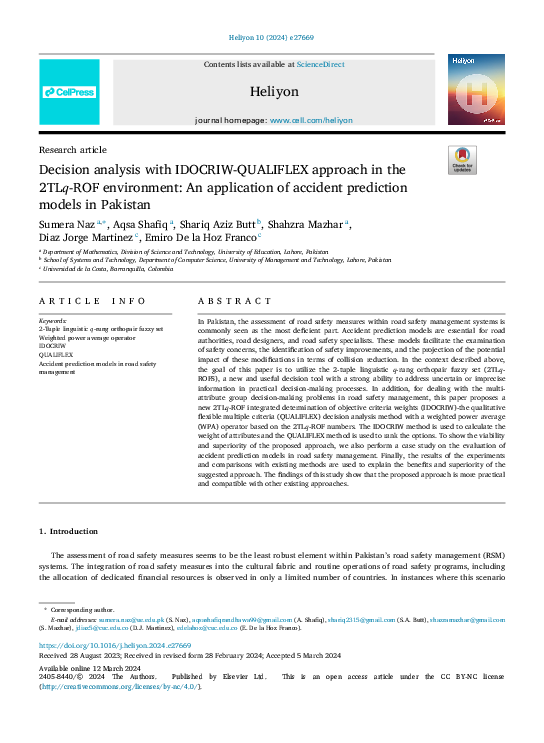 (PDF) Decision analysis with IDOCRIW-QUALIFLEX approach in the 2TL -ROF ...