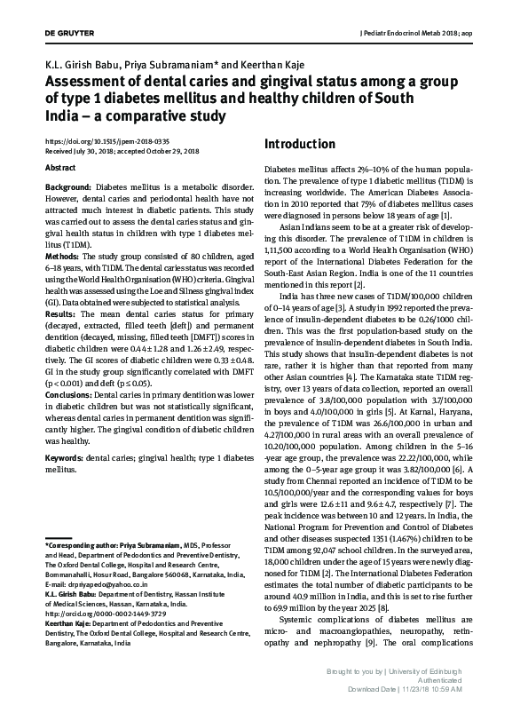 (PDF) Assessment of dental caries and gingival status among a group of ...