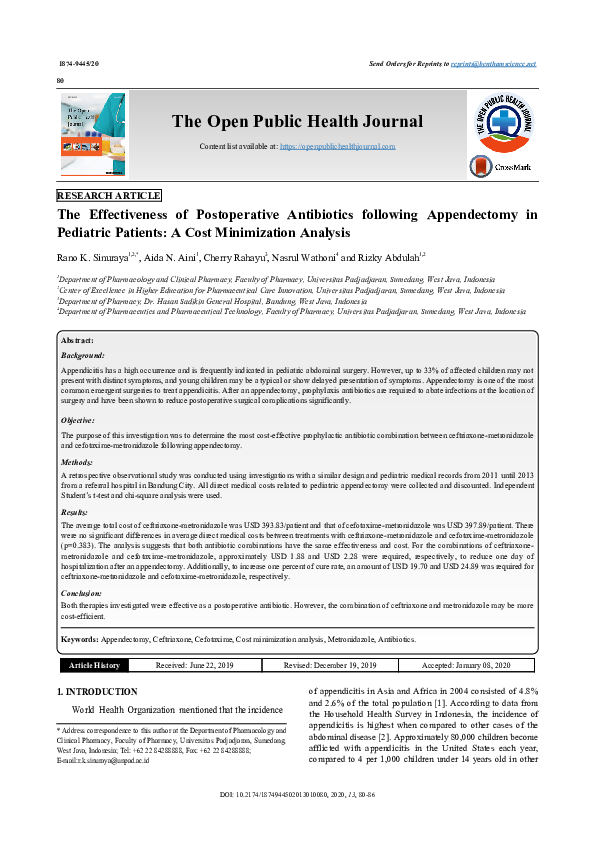 (PDF) The Effectiveness of Postoperative Antibiotics following ...