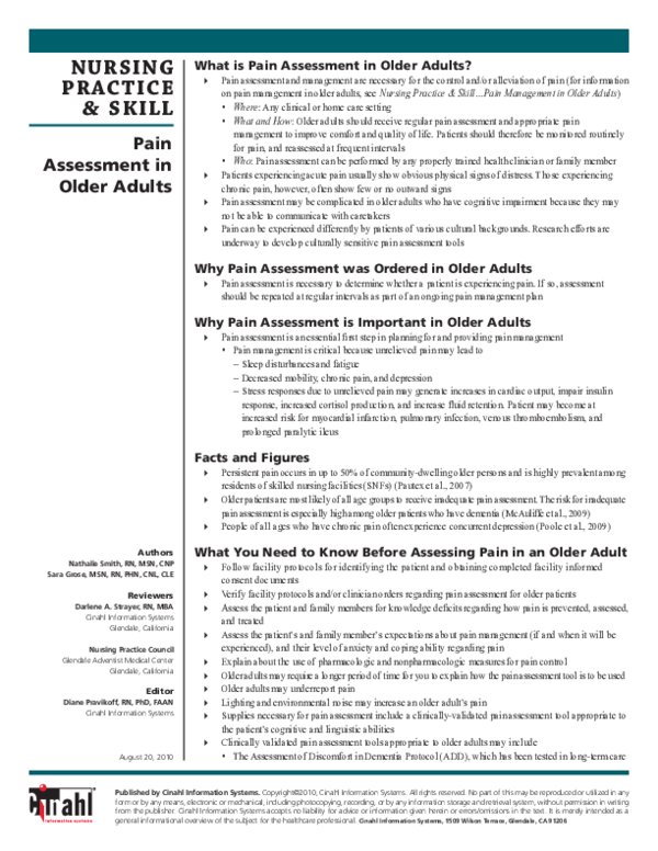 (PDF) Pain Assessment in Older Adults