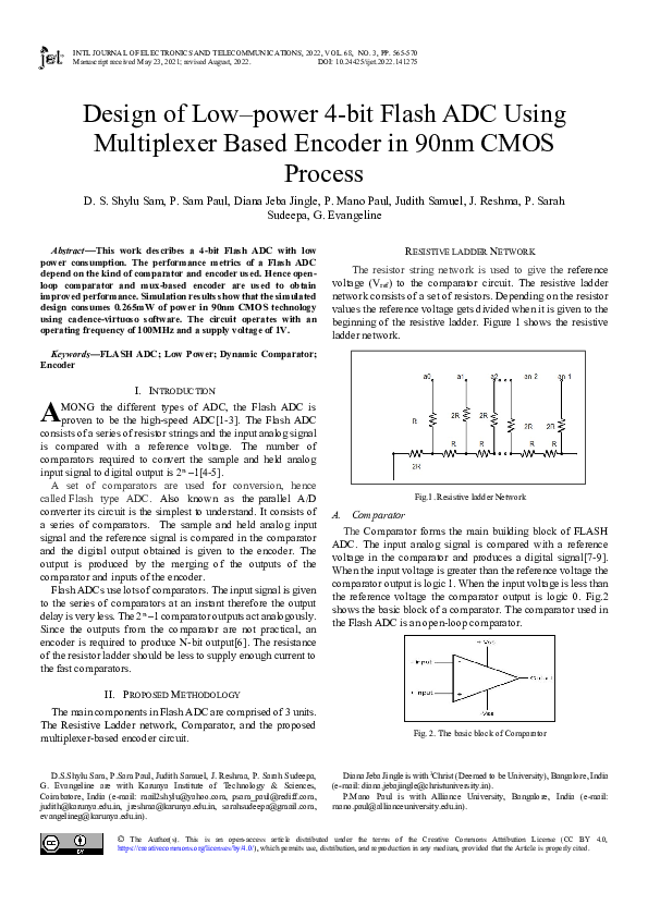 (PDF) Design of Low–power 4-bit Flash ADC Using Multiplexer Based ...